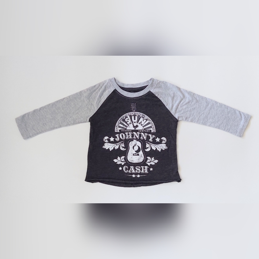 Johnny Cash Sun Record Company Size 18M Long Sleeve Black Gray Shirt